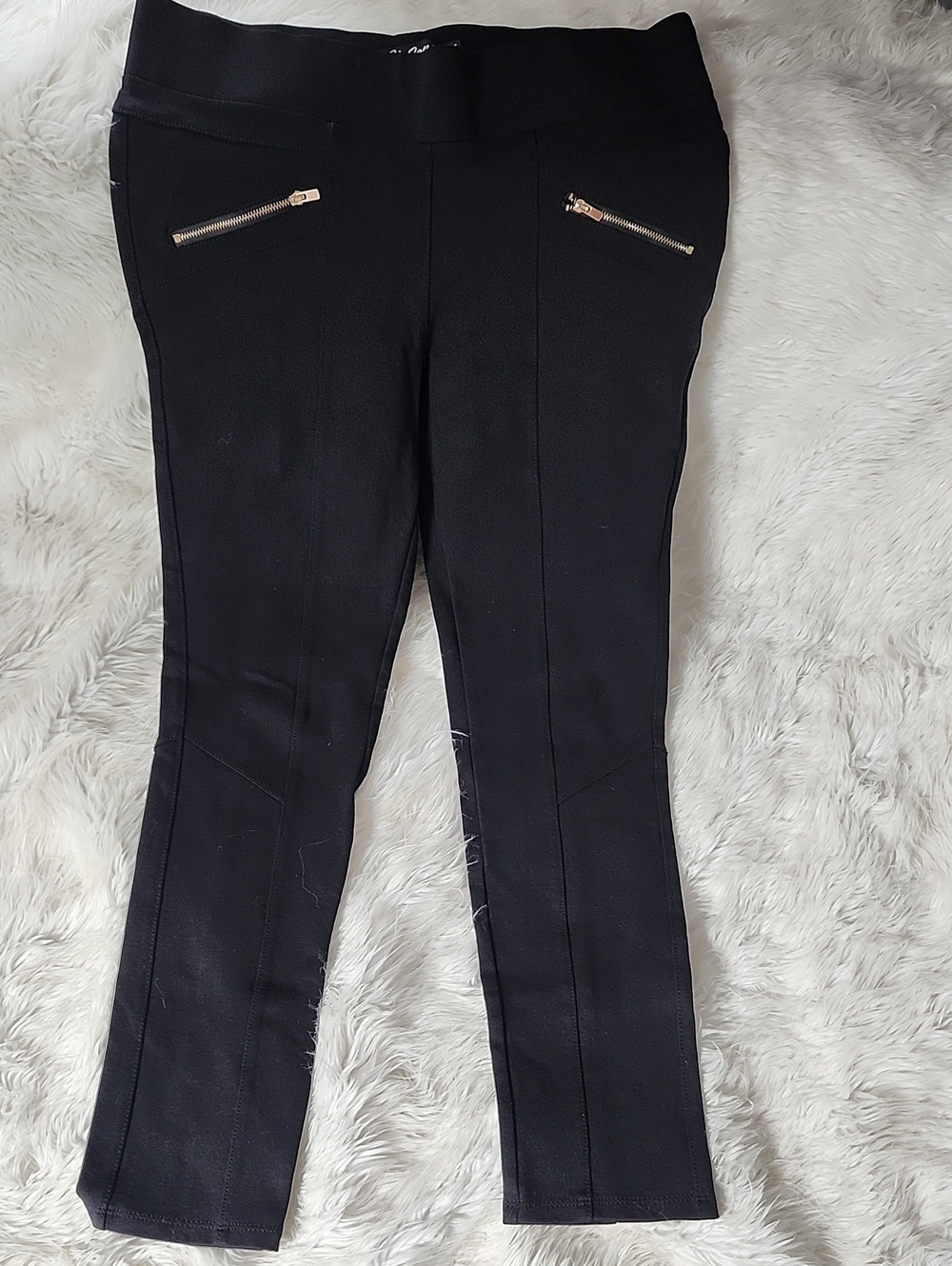 Ci Sono Black Jeggings with Gold Zipper Accents